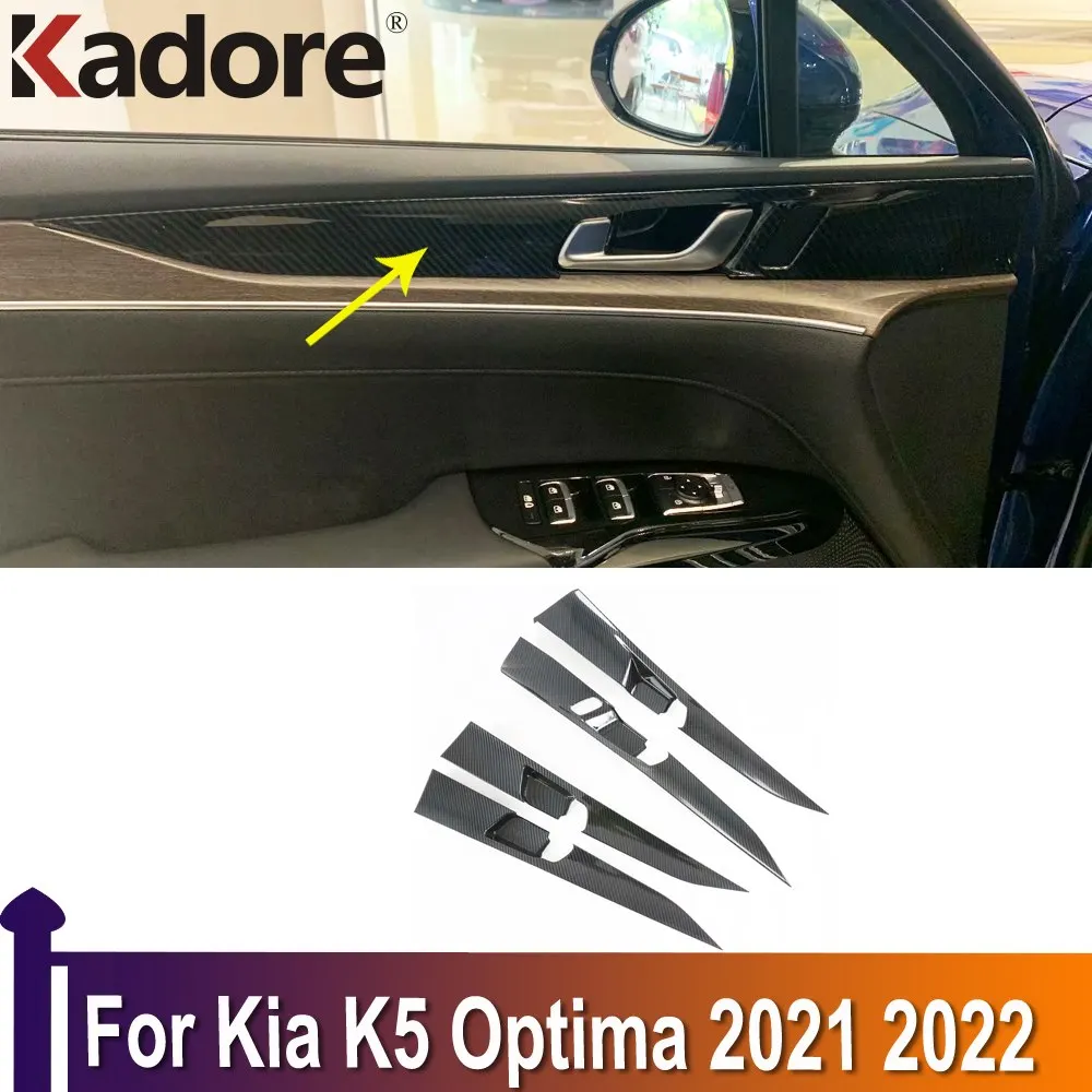 

For Kia K5 Optima 2021 2022 ABS Carbon Fiber Interior Inner Door Handle Catch Cover Trim Inserting Decal Panel Car Accessories