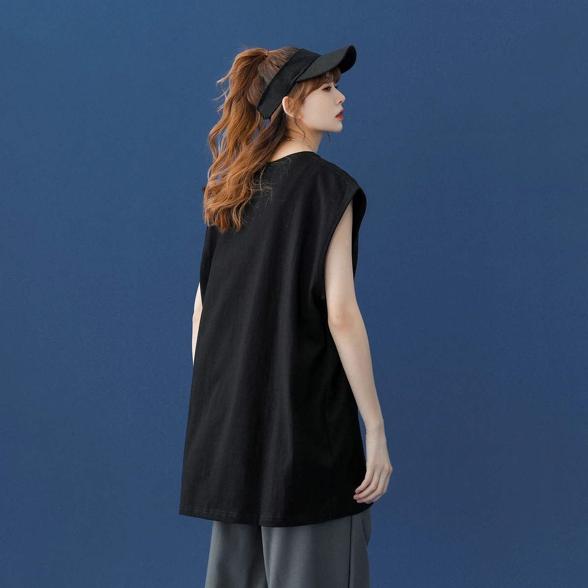 Женская футболка без рукавов из чистого хлопка Новинка лета 2023 жилет верхняя