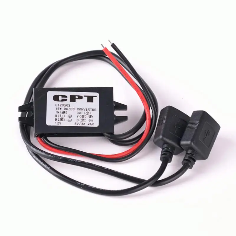 

DC-DC 12V to 5V 3A 15W Auto Power Converter Dual USB Step Down Voltage Power Supply Output Adapter Car Down Volt Power Module