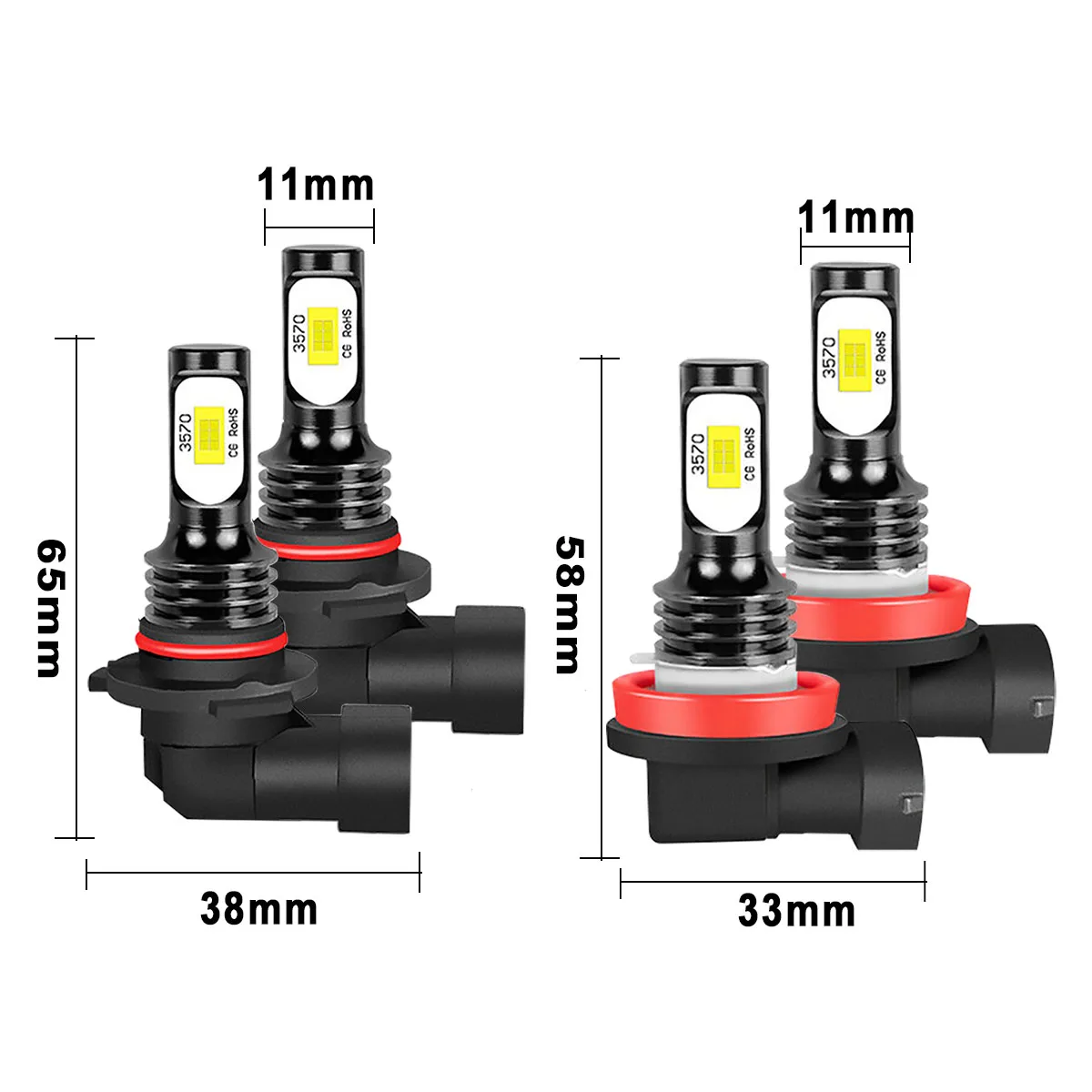 4x LED White Headlight Hi-Lo Beam Bulbs 6000K For Kenworth T680 T880 2013-2019  Cadillac SRX 2010-2016 Dodge Charger 2011 - 2014 images - 6