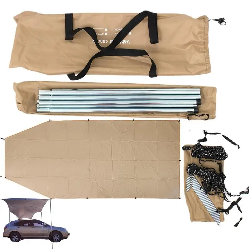 

Car Side Awning Water Resistant SUV Rooftop Sunshade Extension Universal Rooftop Sun Blocker For Hiking Picnic Fishing Outdoor