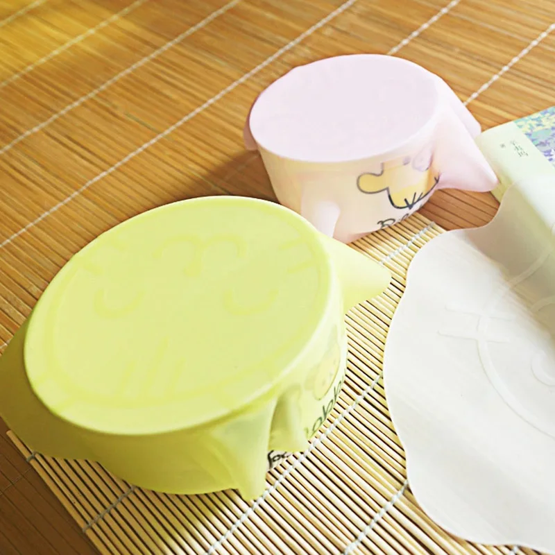 

Non-slip Cartoon Pattern Bowl Lids Household Cute Green Transparent Silicone Storage