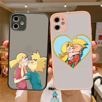 hey arnold phone case for iphone x xr xs 7 8 plus 11 12 13 pro max 13mini translucent matte shockproof case