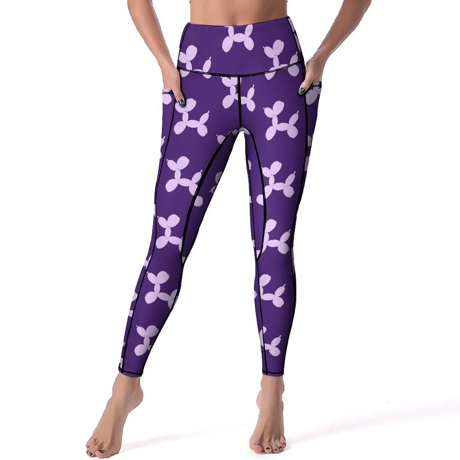 

Balloon Dog Leggings Sexy Lavender Cartoon Dogs Push Up Yoga Pants Fashion Elastic Leggins Graphic Fitness Gym Sports Tights