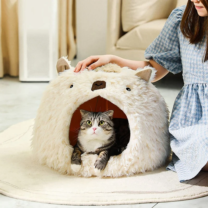 

Домик для кошек домик для домашних кошек со съемной моющейся подушкой успокаивающий мягкий домик для кошек