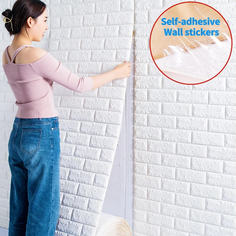 

Self Adhesive Waterproof TV Background Brick Wallpaper 3D Continuous Wall Sticker Living Room Mural Bedroom Decorative