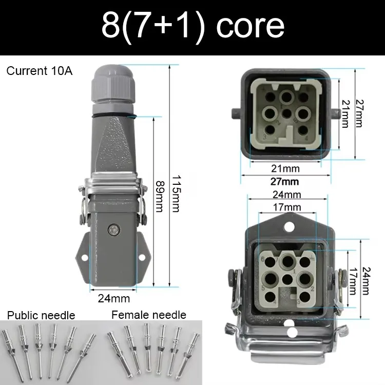 

Водонепроницаемый разъем HDC-HA 4, 5, 6, 8-контактный 250В