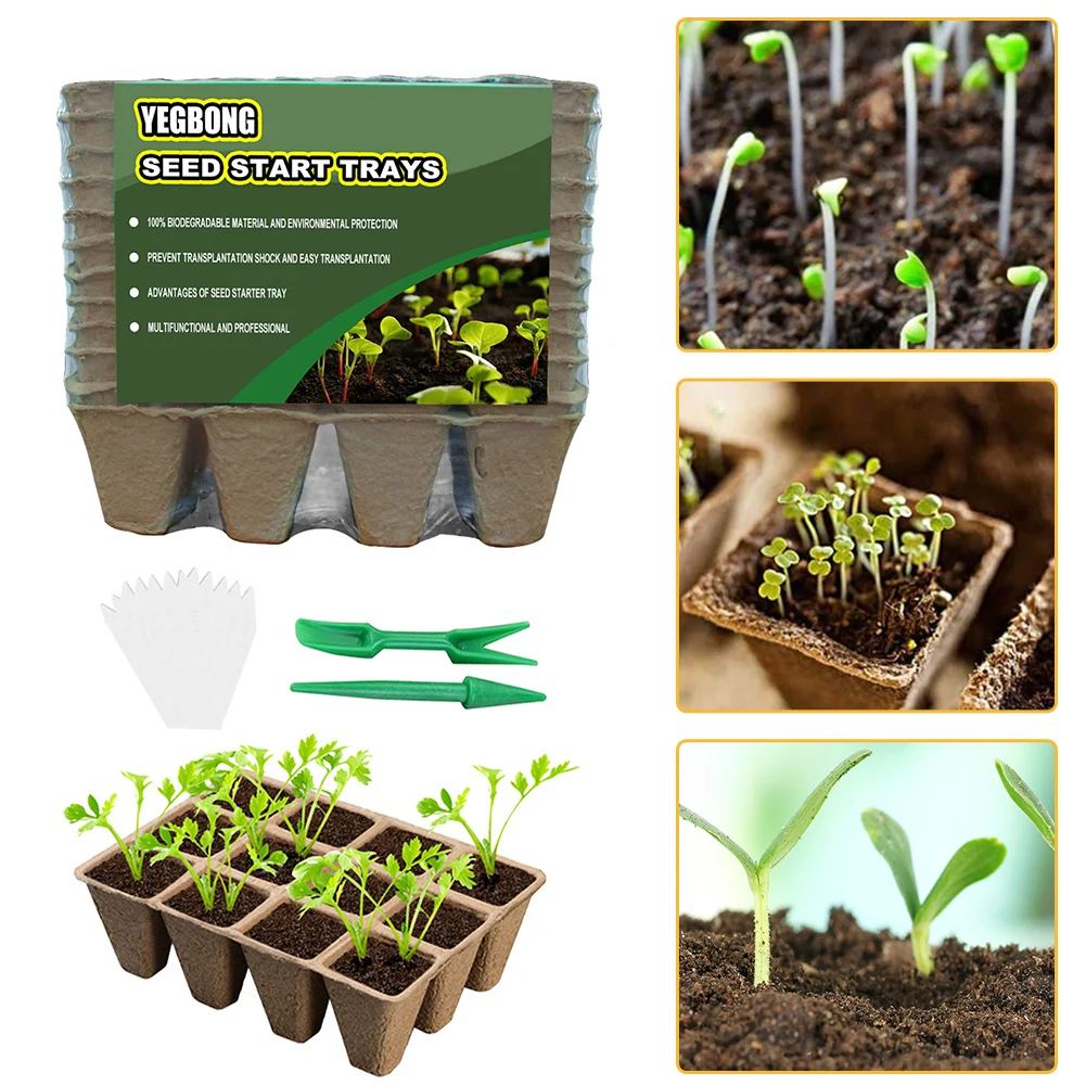 

12 Cell Seedling Starter Trays Biodegradable Planting Germination Paper Pots For Vegetables Flower Herb Seed Tray Planting Tool