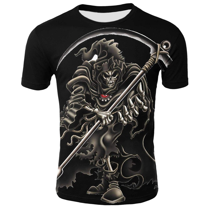 Модная мужская футболка с 3D-принтом черепа свободная коротким рукавом на