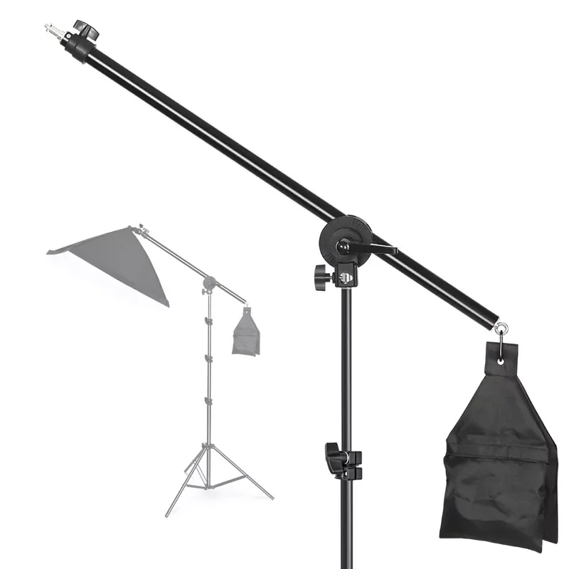 

Photo Studio Adjustable Cantilever Stand Cross Arm With Sand Bag Pivot Clamp Use For Light Stand Accessories Extension Rod 135CM