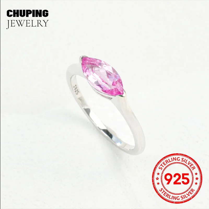 Фото Chu Ping Fine Jewelry Lab Grown Рубин, Сапфир и Изумрудный Маркиза огранки 5*11 мм Серебряное кольцо S925 для женщин Манефест Персональный вкус №2