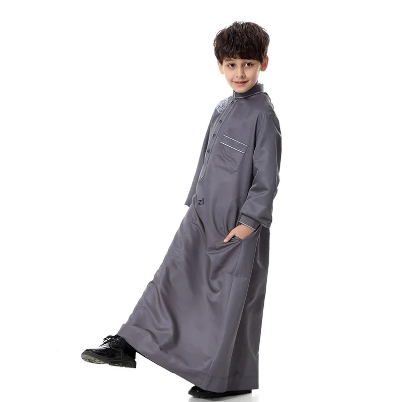 Muslim Abaya for Boys Jubba Thobe Middle East Long Robes Kaftan Arab Dubai Adult Long sleeve Islamic Clothing