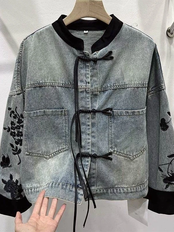 Джинсовое пальто Design Sense женское весенне-осеннее новое маленькое национальное