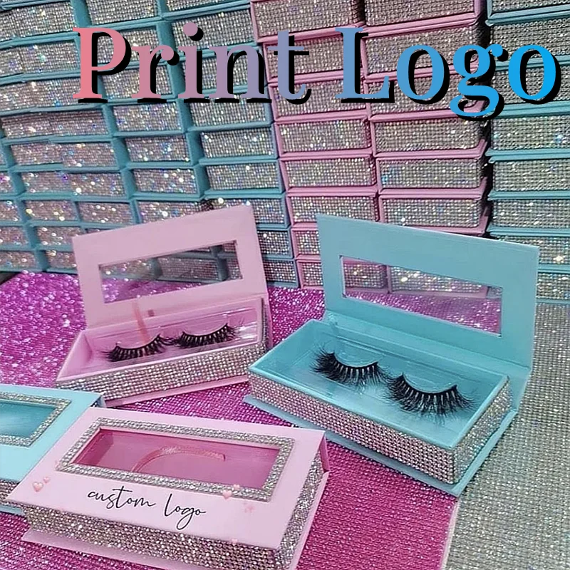 

NEW colorful diamond eyelash box magnetic rhinestone diamond lash box empty eyelash package eyelash case Nail box