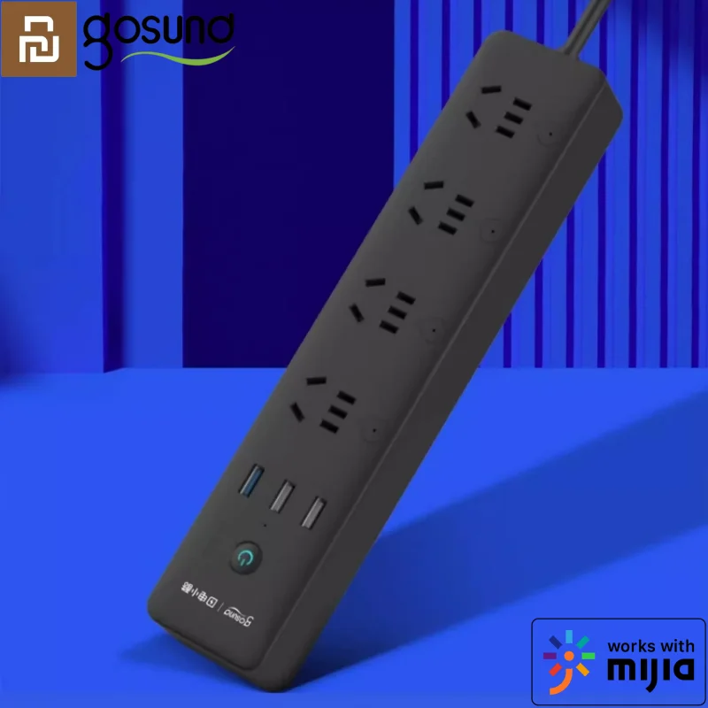 Фото Умный удлинитель Youpin Gosund, 4 розетки, 4 отдельные переключатели, 3 USB, 18 Вт, QC3.0, удлинители для быстрой зарядки, зарядное устройство, Wi-Fi для №1