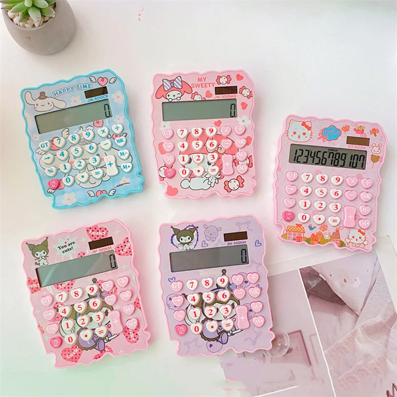 

Sanrio 12-Digit Calculator Hello Kittys Accessories Cute Beauty Cartoon Anime Kawaii Office Exam Student Toys for Girls Gift