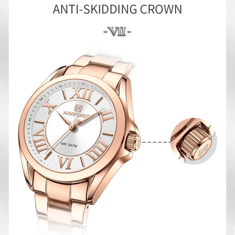 NAVIFORCE Waterproof Women Quartz Watches Female Fashion Luxury Wrist Watch Ladies Clock Stainless Steel Band Relogio Feminino