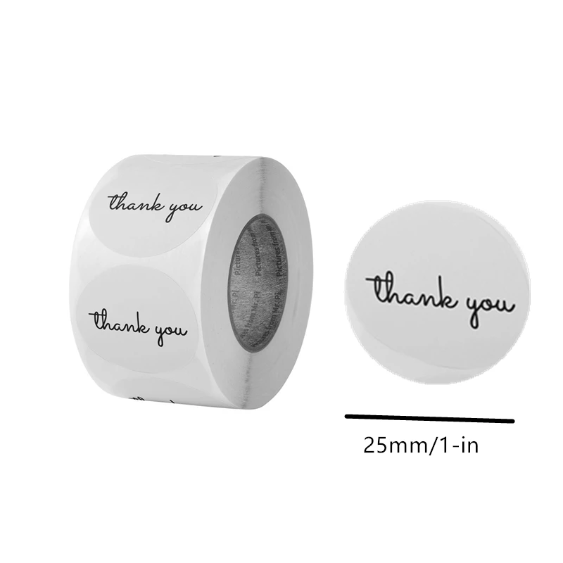 

Круглые наклейки «Спасибо» 25 мм, черные, белые, розовые