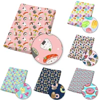 polyester cotton fabric sushi donut macaron printed cloth sheet for sewing by the meter bags hat making diy craft 45145cm 1pc