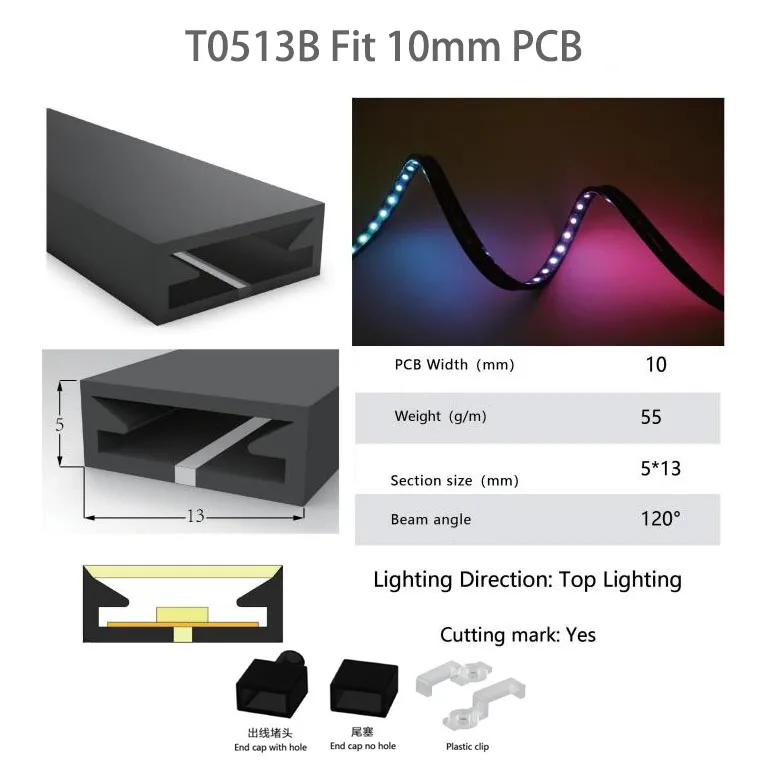 

Гибкая трубка из белого/черного неонового силикагеля IP67 водонепроницаемая для WS2812B WS2811 SK6812 5050 RGB Светодиодная лента шириной 8/10 мм