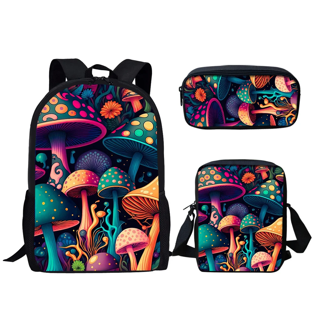 

Creative Magic Mushroom Design Print 3Pcs School Bag Lunch Bag Pencil Bag Kids Student Book Bag Teenager Daily Casual Backpack
