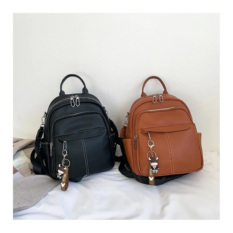 

Women's Leather Stylish Backpack Casual Feminina Travel School Bags For Girls Korean Ladies Shoulder Bag