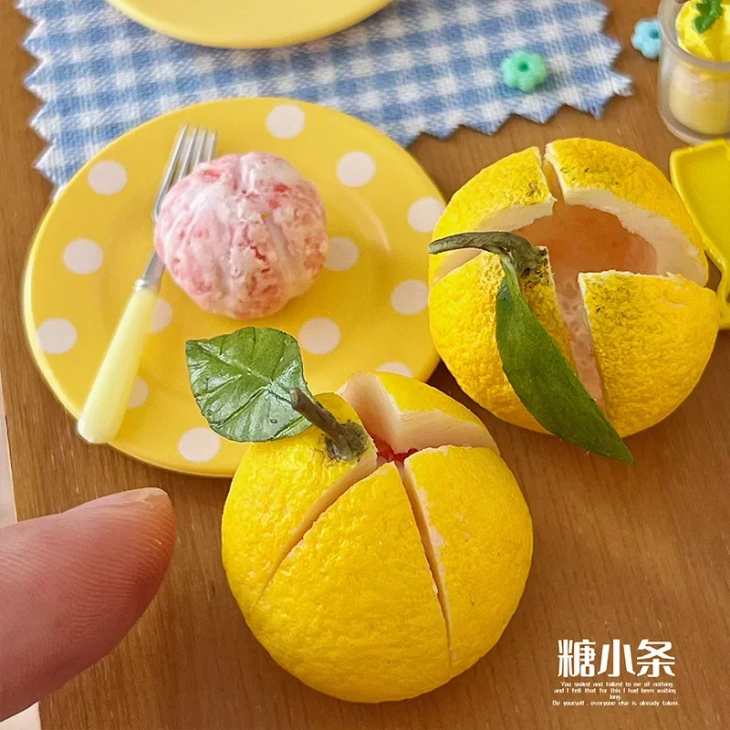 Фото Кукольный домик, еда, имитация миниатюрной глины, фруктов, кухонной сцены, молдинги, мини-арбуз, грейпфрут, хурма, лимонное украшение №5