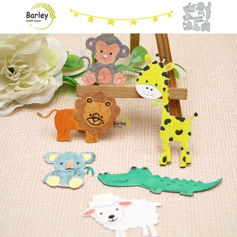 

Scrapbooking Cutting Dies Animal Giraffe Monkey Crocodile Album Cover Paper Cutting Blade Punch Stencils