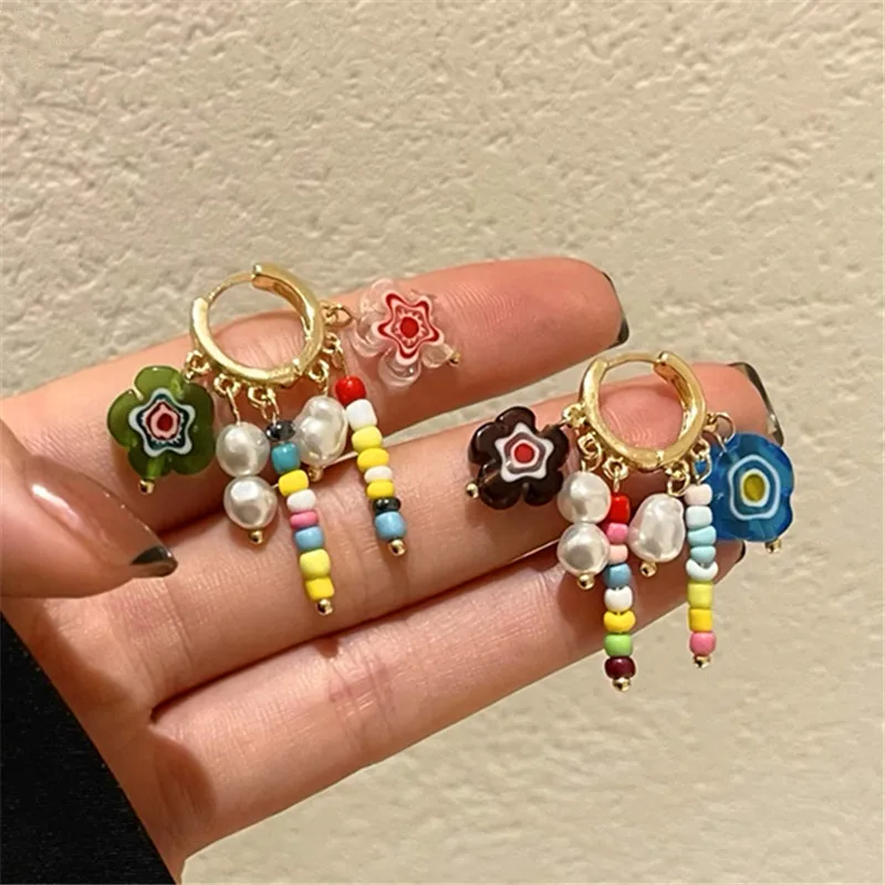

Женские серьги-клипсы XIALUOKE, винтажные элегантные серьги с бусинами и цветком в богемном стиле, аксессуары для путешествий