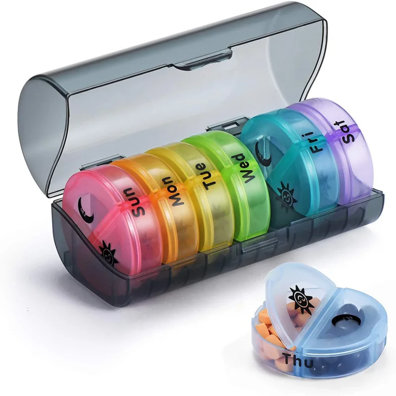

7 Days Daily Pill Box for Medicine French Holder Drug Case Weekly Pill Organizer Tablet Container Waterproof Secret Compartments