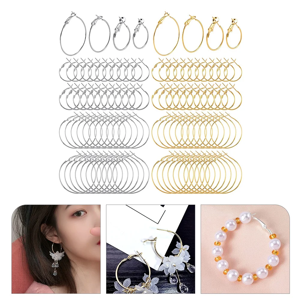 

96 Pcs Earring Hoop Making Kit Beading Kits Jewelry Supplies Round Hoops Findings Earrings Charm