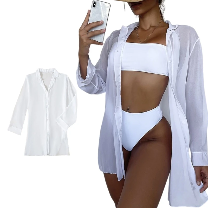 

Женские прозрачные блузки, накидки, пляжные кимоно, накидка, бикини, блузки с длинным рукавом, купальник, накидка, рубашка, прозрачная