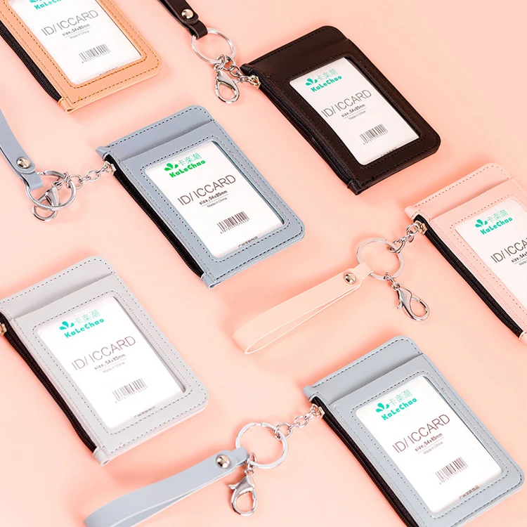 Girls Women Lanyard Cards Holder /EZ Link Card Holder/ Business ID Cardholder Coins Wallet With Zipper