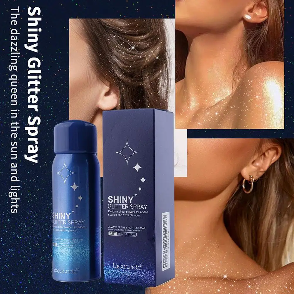 Sparkly Shimmery Glow Face Highlighter Long Lasting Holographic Powder Sprays For Party Date 60ml