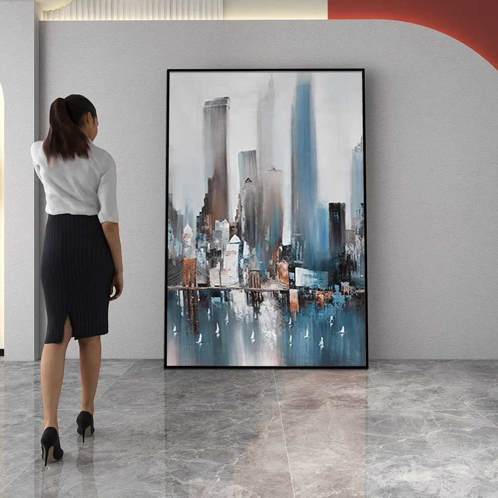 

Modern Art Abstract City Wall Paintings Oil Painting Without Frame Handmade On Canvas Hanging For Living Dinner RoomArt