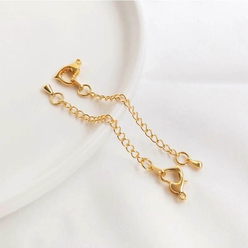 Позолоченная латунная цепочка-удлинитель с застежкой в форме сердца