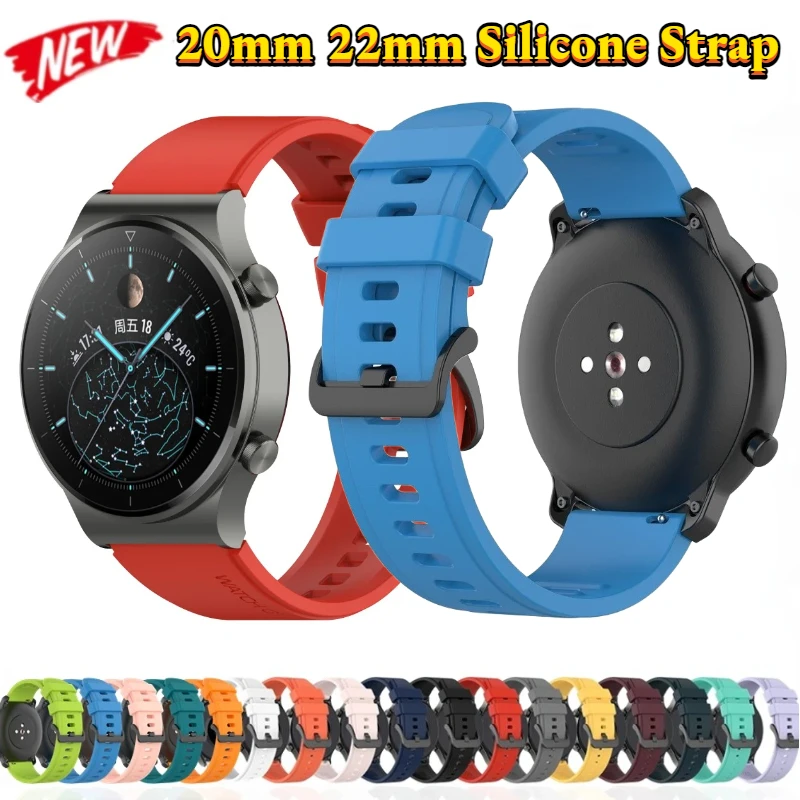Фото Силиконовый ремешок 22 мм 20 мм для Huawei Watch GT5 Pro 46 мм Amazfit GTR/GTS Браслет Samsung Galaxy Watch 7 6 5 4 40 мм 44 мм №2