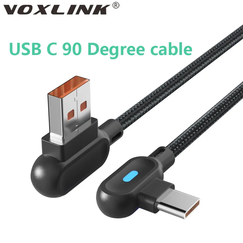 

Кабель Micro USB VOXLINK, 90 градусов, Тип C, 1 м, 2 м, 2,4 А, светодиодный кабель для быстрой зарядки Xiaomi, Samsung, Huawei, Шнур Micro USB Тип C