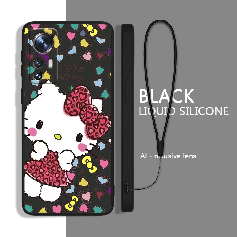 

Cute Anime Hello Kitty Phone Case For Xiaomi POCO M5s M4 M3 X4 X3 NFC X2 F4 F3 GT Pro C40 C3 Liquid Rope Funda Cover