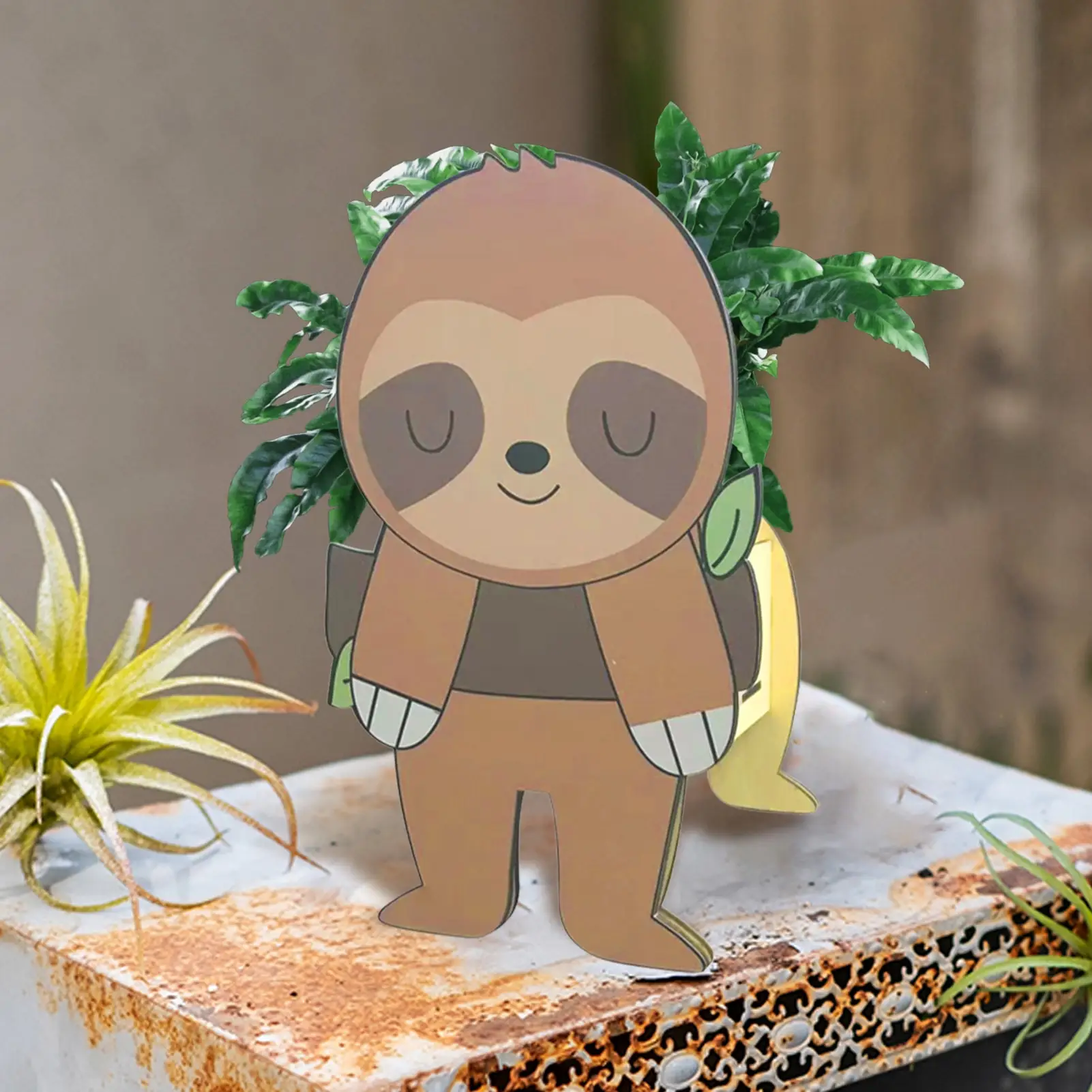 

Sloth Planter Labrador Succulent Planter Wooden Animal Plant Pot Cute Cartoon Desktop Flower Pot Christmas Garden Home Office