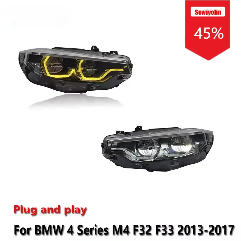 

Sewiyolin Автомобильные светодиодные фары в сборе для BMW 4 серии M4 F32 F33 2013-2017, автоматические противотуманные фары DRL, стоп-сигналы поворота, вилка и