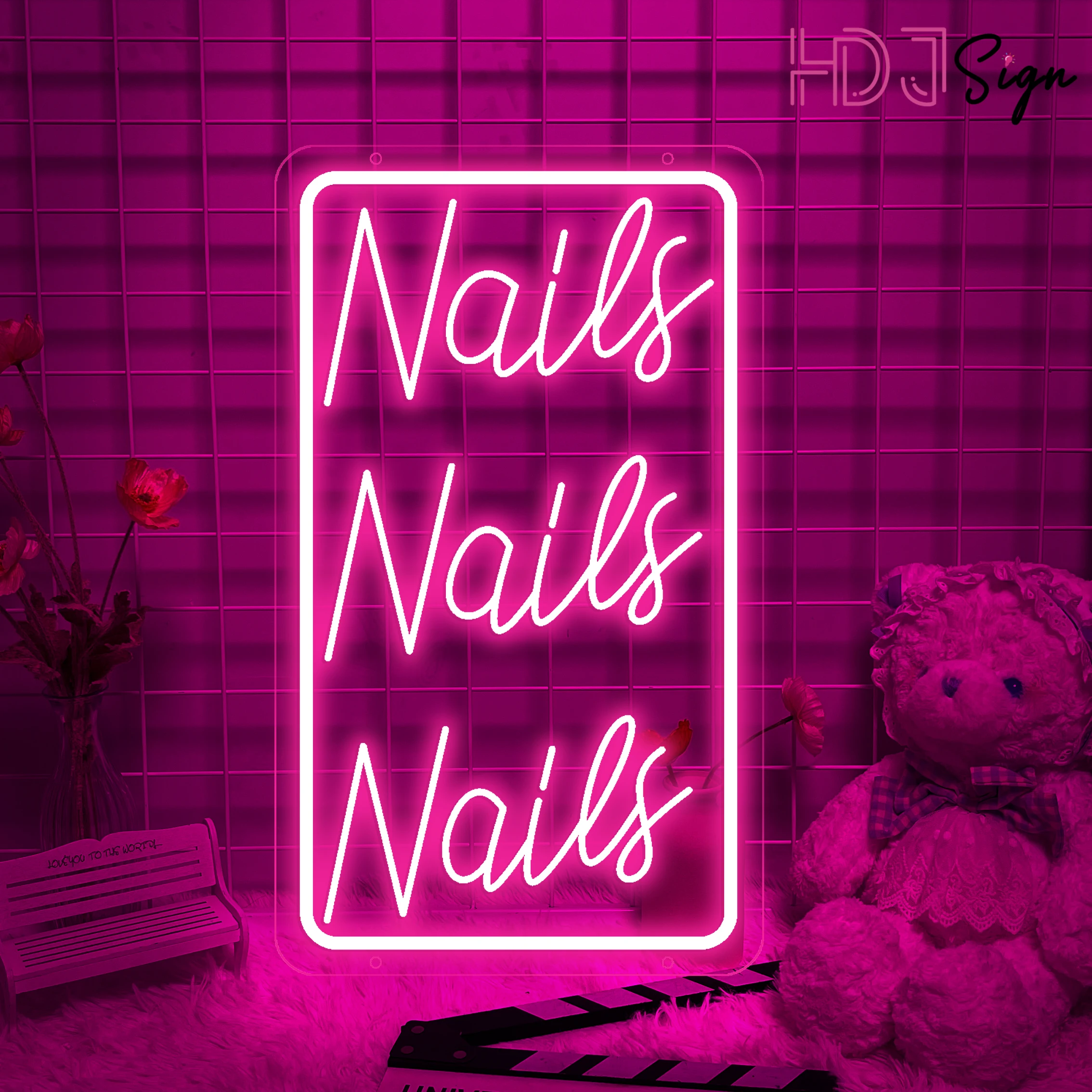 Nails Nails Nails Room Neon Sign Gift Custom 3D Engraving LED Light Beauty Room Wall Decor For Lashes Nail Shop Room Bedroom