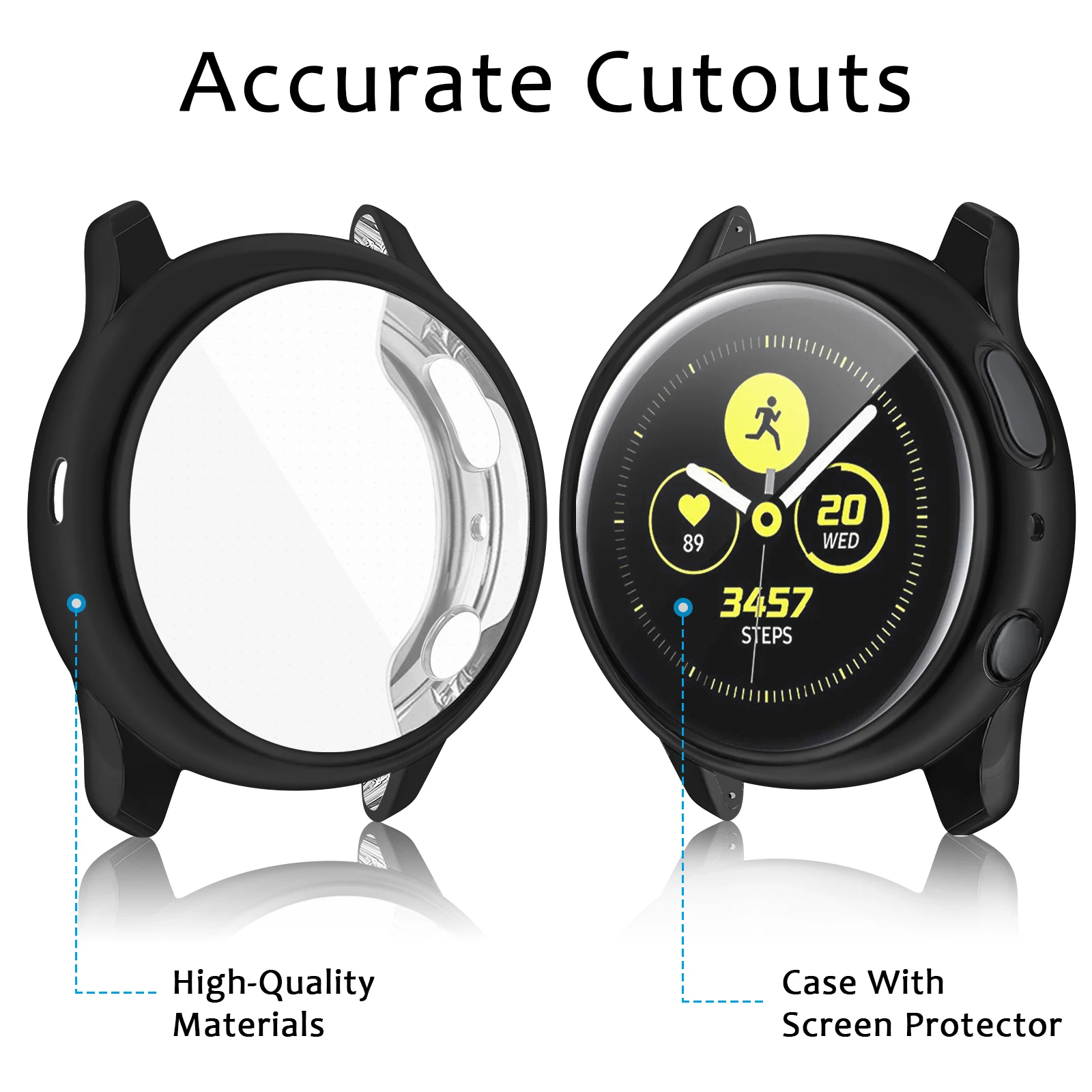 Case for Samsung Galaxy Watch Active 2 44mm 40mm Screen Protector with Film Soft Cover Case for Active 2 40mm 44mm Bumper Cover