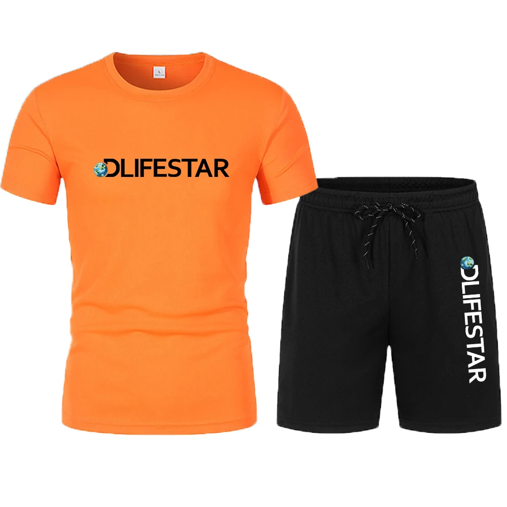 New 2-Piece Sportswear Men's T-shirt + Shorts Sports Suit 2023 Men's Summer Pullover 2-Piece Business Casual Sports Men's Clothi