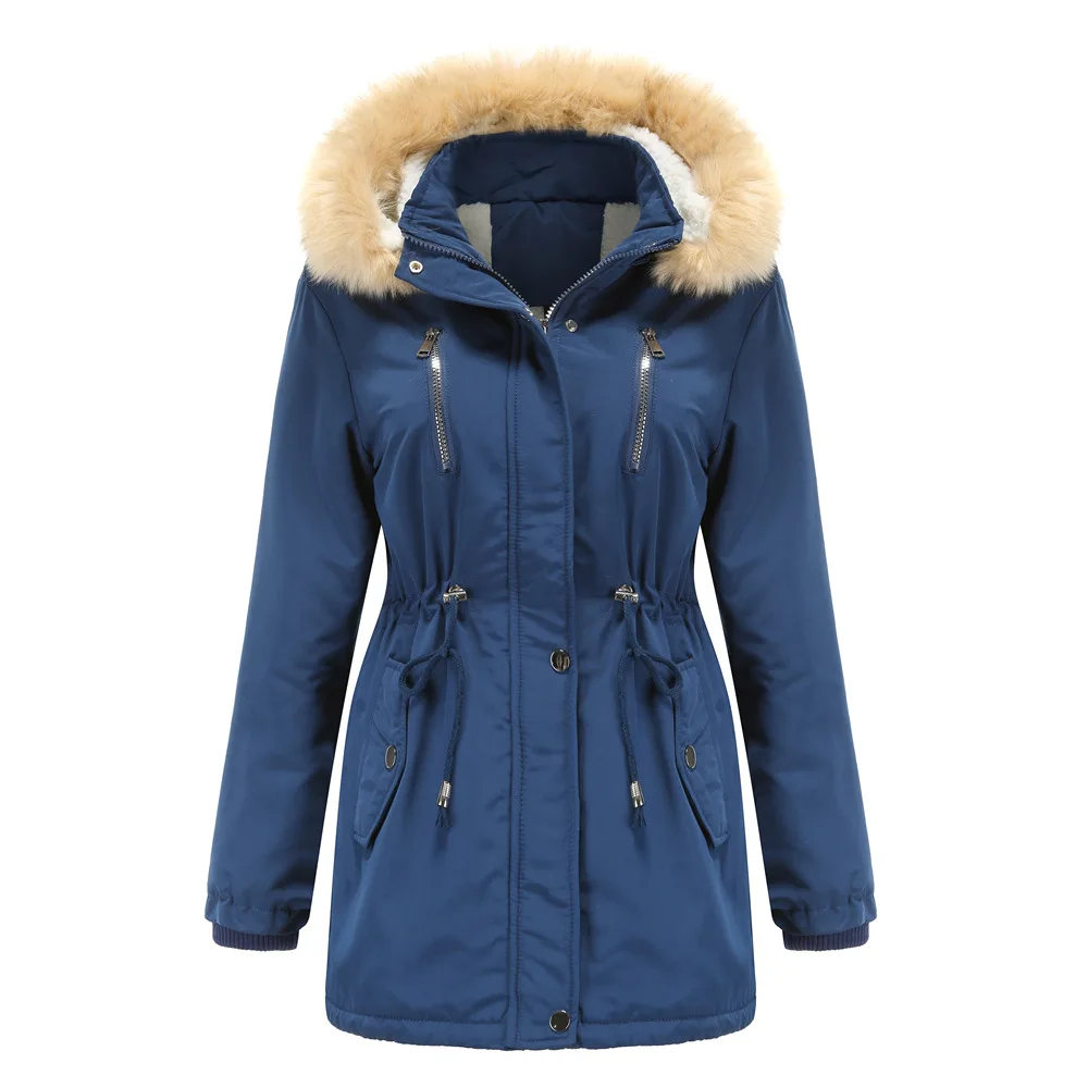 

Новая зимняя одежда, длинные парки, зимняя куртка, Женская парка, меховая куртка с капюшоном, женские толстые пальто с меховой подкладкой, раздвижные парки