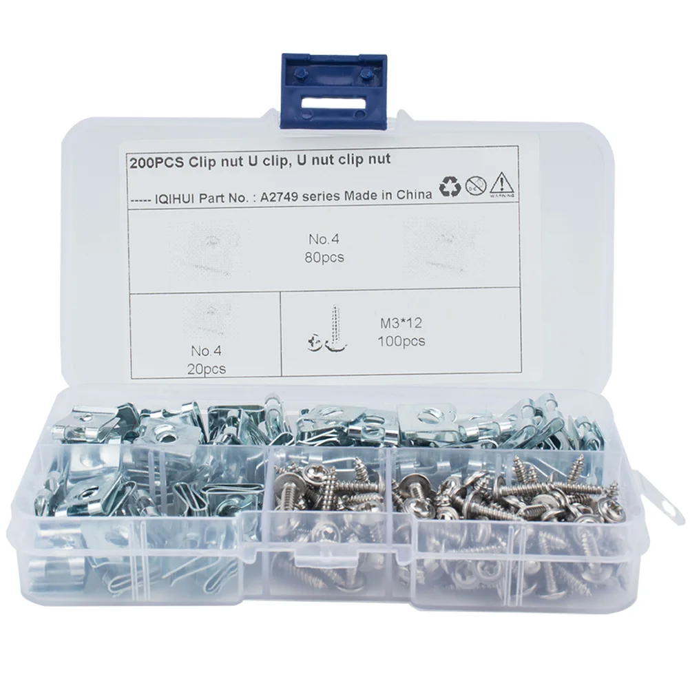 

200 Pcs Stainless Steel Screws Self Tapping Screw Clips Self-tapping U Type Clips Rivets U Clip Screw Kit U Nut Fastener
