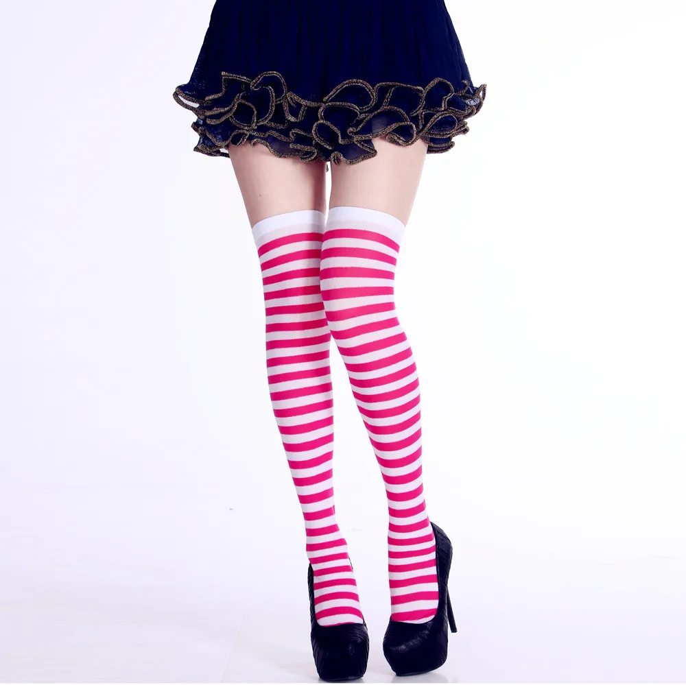 

Over Knee Lenth Nylons Bulk Women Stripe Leisure Stripe Print Long Knee Socks Fancy Dress