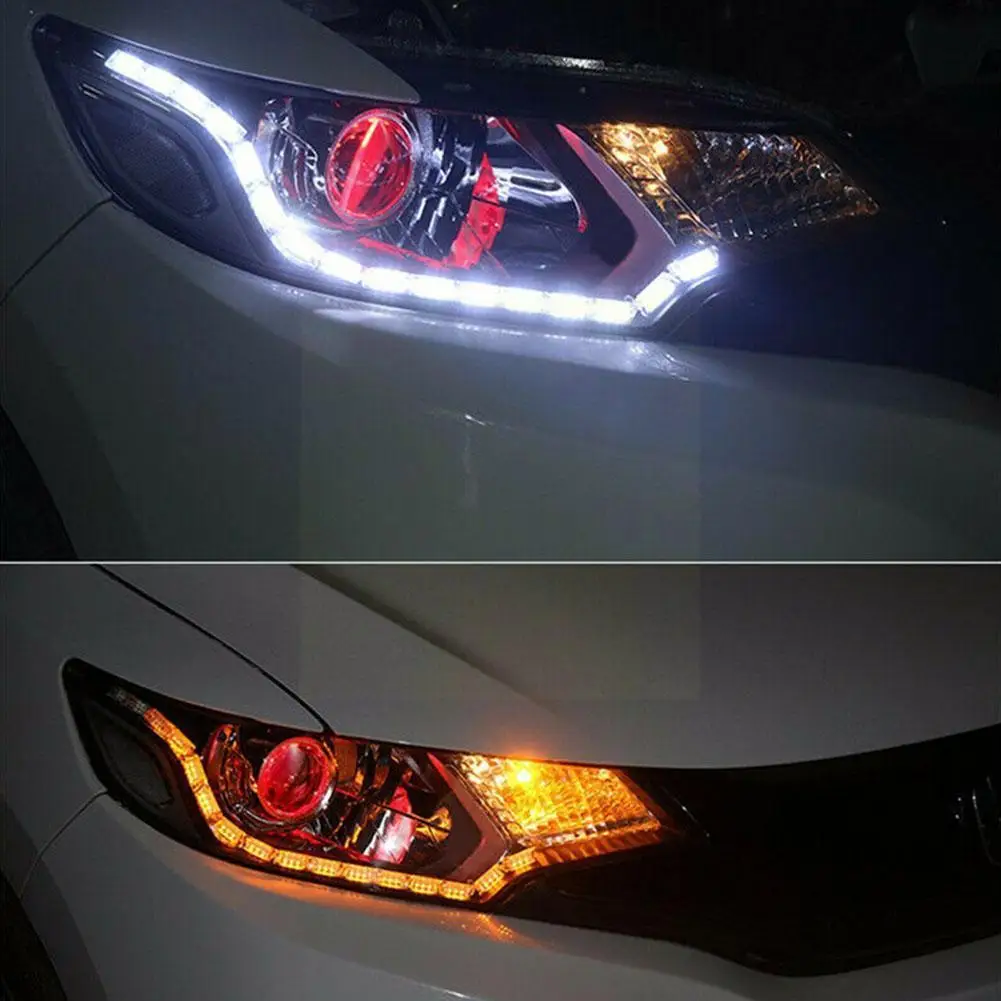 

Flexible Crystal Angel Tears Led Strip Light With Turn Running Function Yellow With Signal 50cm 2pcs Drl White Following Da A1b9