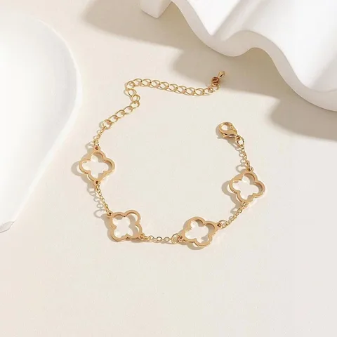 Золотой браслет LOVE&NAME с четырёхлистным клевером