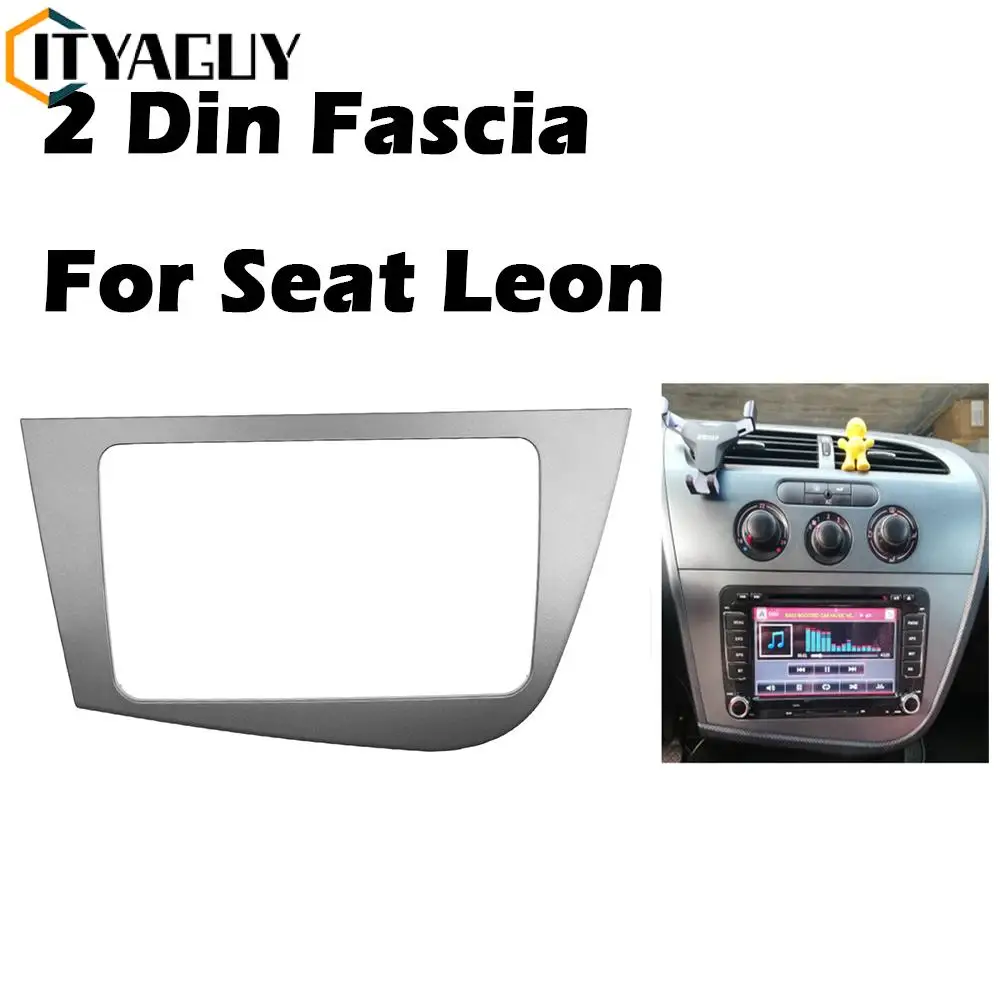 Double 2 Din Fascia For Seat Leon LHD Radio GPS Stereo Radio Panel Dash Mounting Installation Trim Kit Face Frame Bezel
